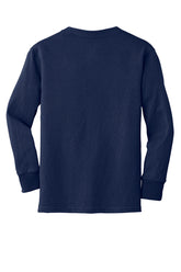 Port & Company® Youth Long Sleeve Core Cotton Tee - Navy